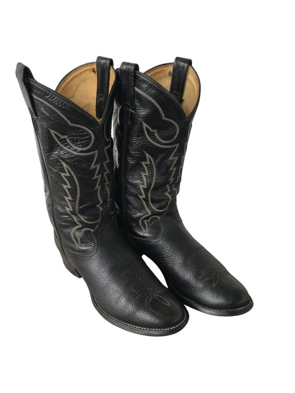 Vintage Tony Lama Mens Black Full Grain Leather Boots 9 D USA